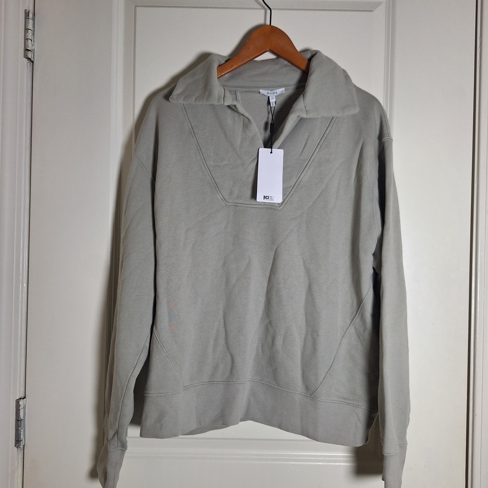 NWT Reiss Farley Shawl Collar Sweatshirt Sage Green Size Medium